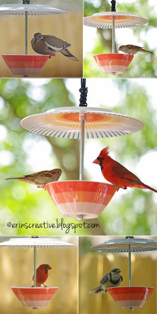 bowl and platter diy cardinal bird feeder