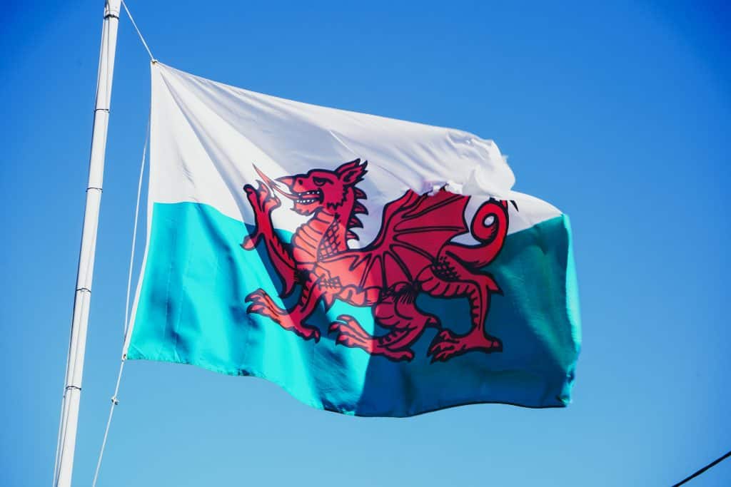 Welsh flag depicting red dragon