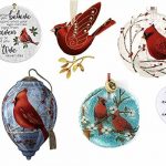 a collection of cardinal ornaments