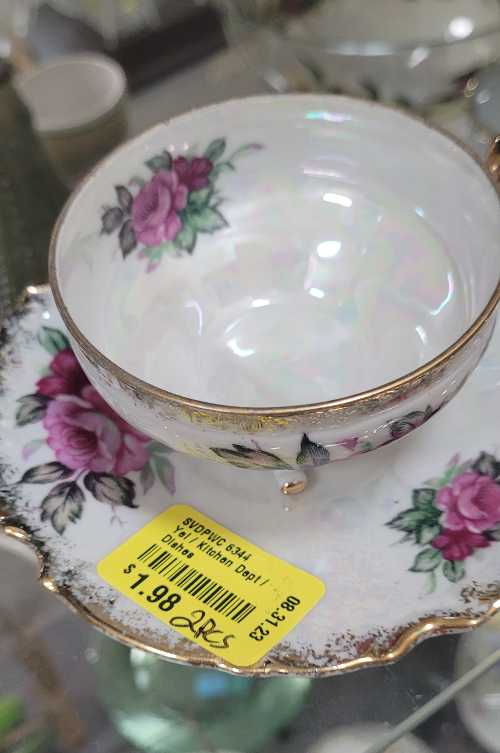 teacup and saucer for sale at thrift store