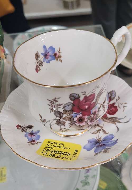teacup and saucer for sale at thrift store