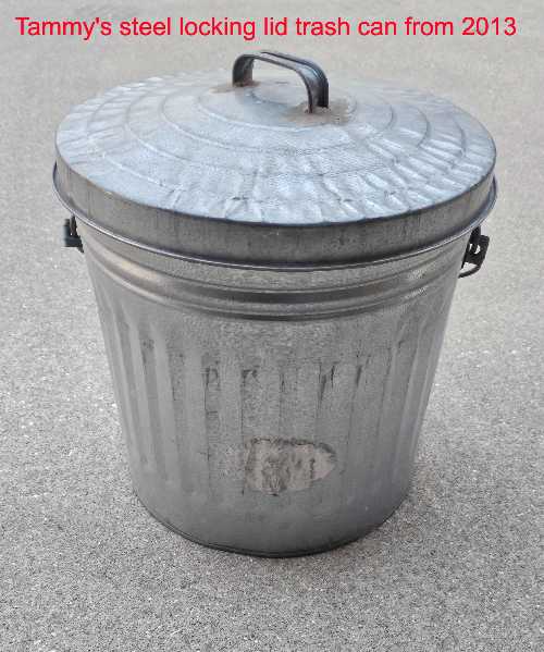 steel trash can for storing birdseed